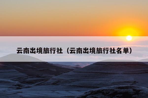 云南出境旅行社（云南出境旅行社名单）